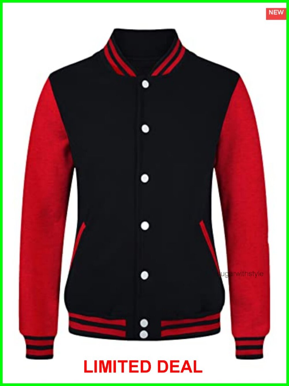 Women's Varsity Baseball Jacket Fleece Coat Long Sleeve Button Down Lightweight